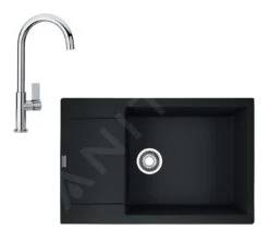 Franke Colonnes - Set G169, évier En Fragranit MRG 611-78 BB Et Mitigeur FP 0408.031, Noir Mat / Chrome 114.0650.573
