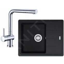 Franke Colonnes - Set De Cuisine G95, évier En Fragranit BFG 611-62, Onyx + Robinet SAMOA, Chrome 114.0438.970