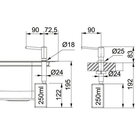 Distributeur savon liquide 250ml encastrable - Franke - 038260