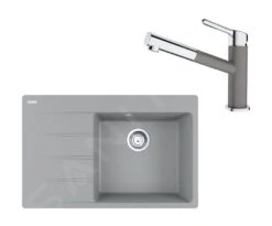 Franke Colonnes - Set G227, évier En Fragranit CNG 611-78 TL / 7 Et Mitigeur FC 3055.084, Pierre Grise / Chrome 114.0650.831