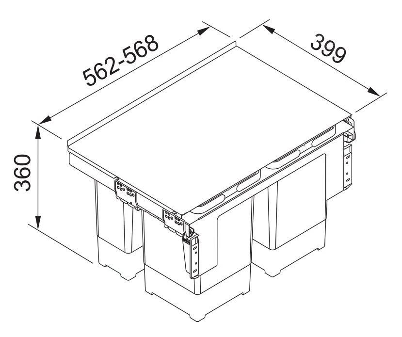 Franke Poubelle tri sélectif - Poubelle encastrée Garbo 60-4 121.0200.676