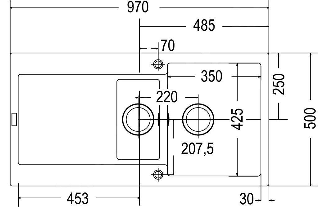 Franke Maris - Évier en fragranit MRG 651, 970x500 mm, blanc artic 114.0120.249