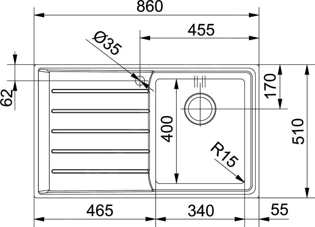 Franke Neptune Plus - Évier en inox NPX 611/7 860x510 mm 101.0068.360