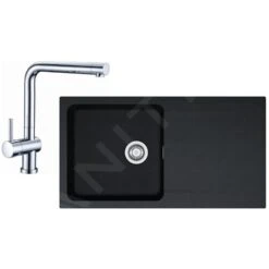Franke Colonnes - Set De Cuisine T39, évier En Tectonite OID 611, Noir + Robinet SAMOA 114.0441.299