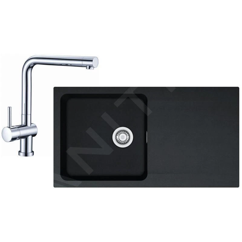 Franke Colonnes - Set de cuisine T39, évier en tectonite OID 611, noir + robinet SAMOA 114.0441.299