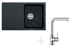 Franke Colonnes - Set De Cuisine T32, évier En Tectonite OID 611-78, Noir + Robinet FN 0147, Chrome 114.0366.065