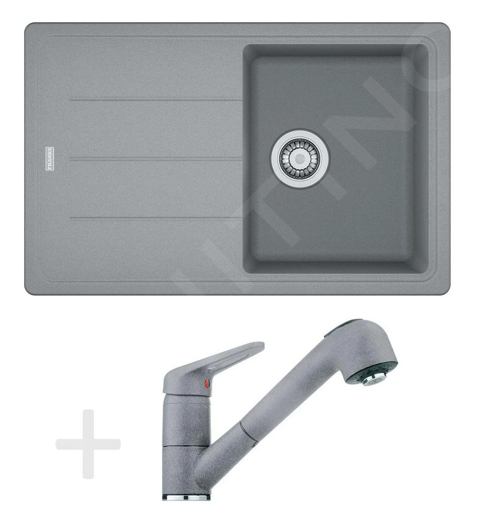 Franke Colonnes - Set de cuisine G57, évier en granit BFG 611-78, pierre gris + robinet FC 9547, pierre gris 114.0323.918