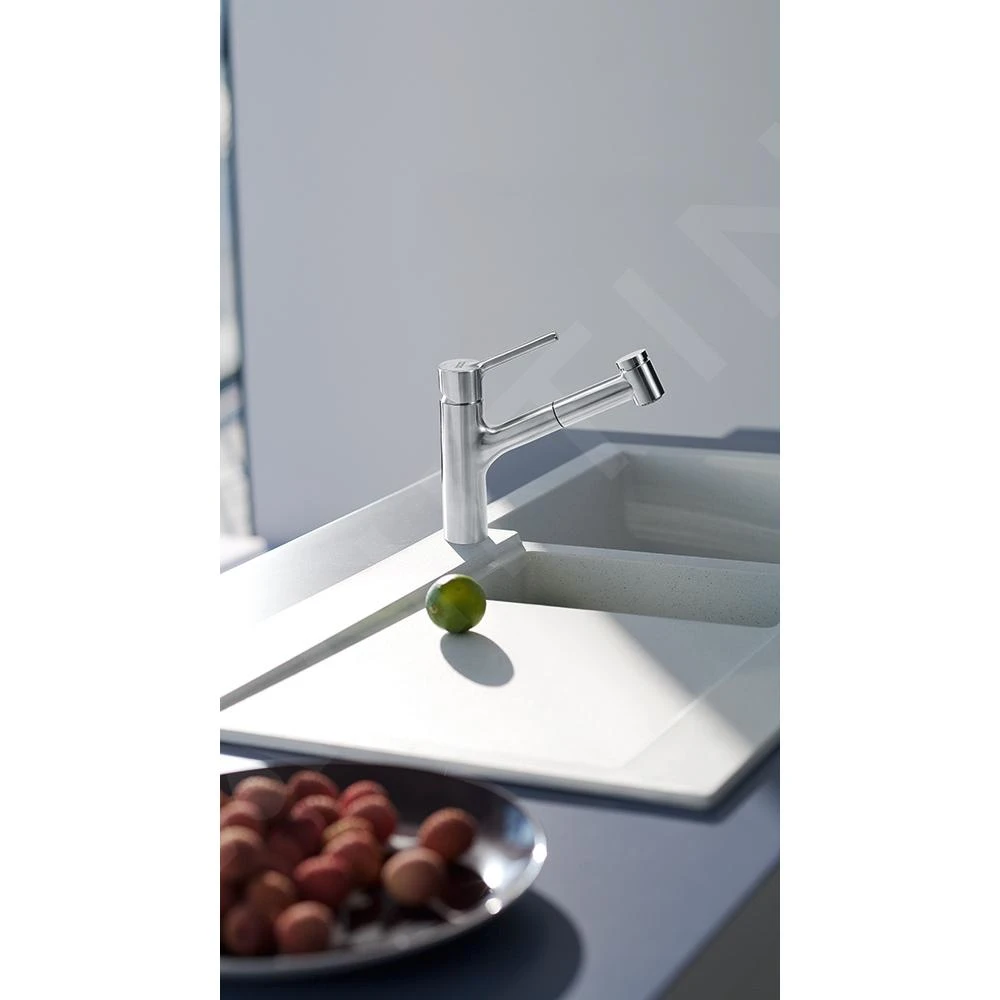 Franke Taros Neo - Mitigeur d'évier FC 6386.501 avec douchette extractible, inox 115.0596.386