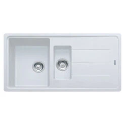Franke Basis BFG 651 Evier 97x50cm Avec Vide Sauce Et égouttoir Réversible, Fragranit +, Blanc (BFG651B)