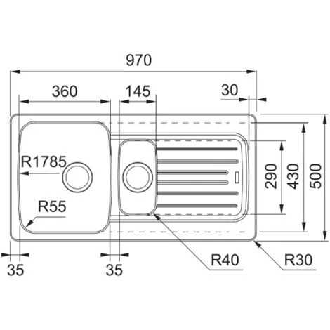 Franke Aveta AVD651 Evier 97x50cm avec vide-sauce et égouttoir réversible, Fradura, Anthracite (AVD651A)