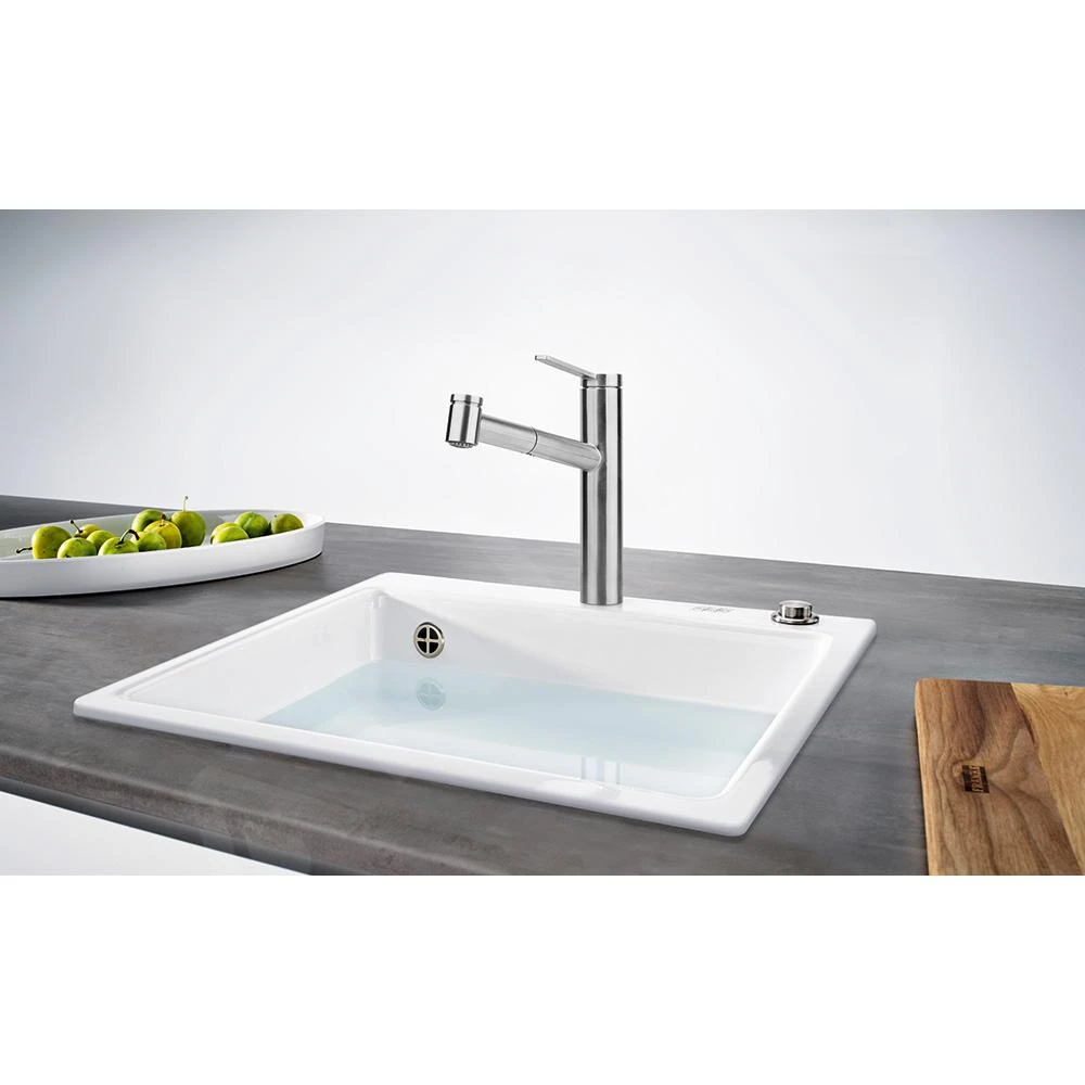 Franke Tango Neo - Mitigeur d'évier FG 6389.501 avec douchette extractible, inox 115.0596.389