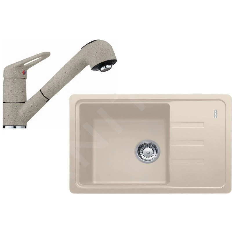 Franke Colonnes - Set de cuisine G118, évier en fragranit BSG 611-62 + robinet FC 9547.082, sahara 114.0440.848