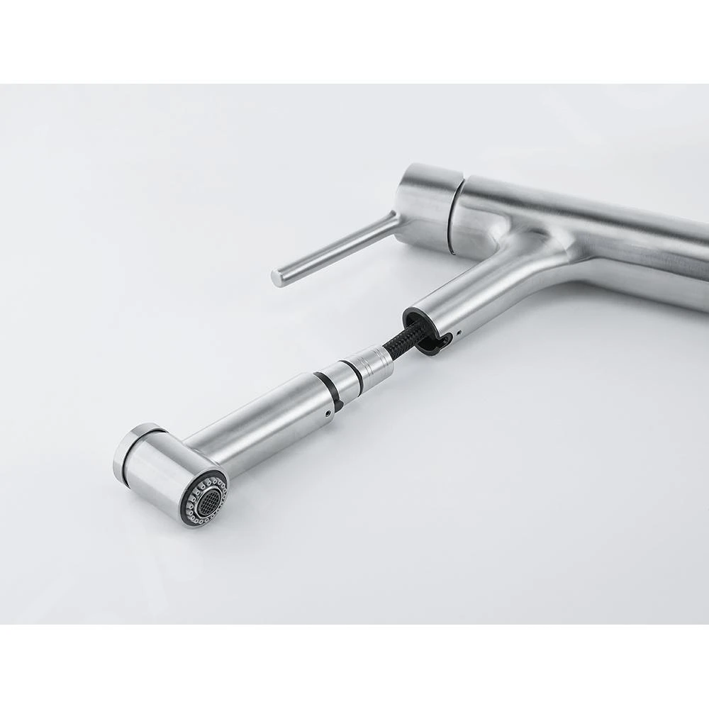 Franke Taros Neo - Mitigeur d'évier FC 6386.501 avec douchette extractible, inox 115.0596.386