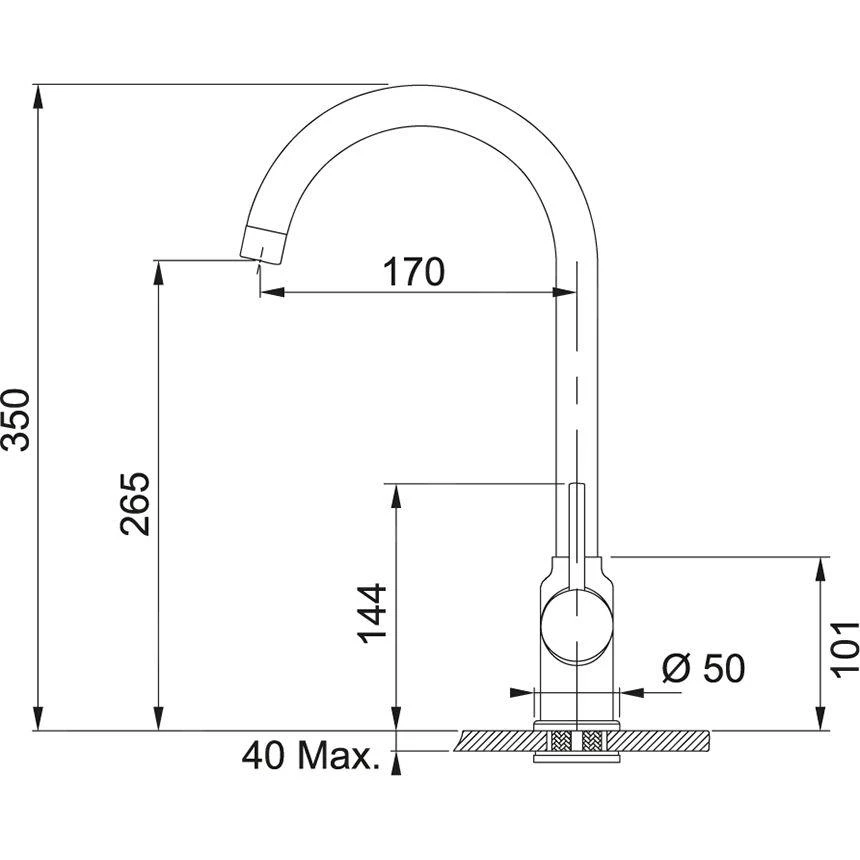Franke Colonnes - Ensemble T98, évier en tectonite OID 611 et mitigeur FP 9000.031, noir / chrome 143.0675.701