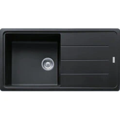 Franke Basis BFG 611-97 Evier 97x50cm Avec égouttoir Réversible, Fragranit +, Onyx (BFG611-97ON)