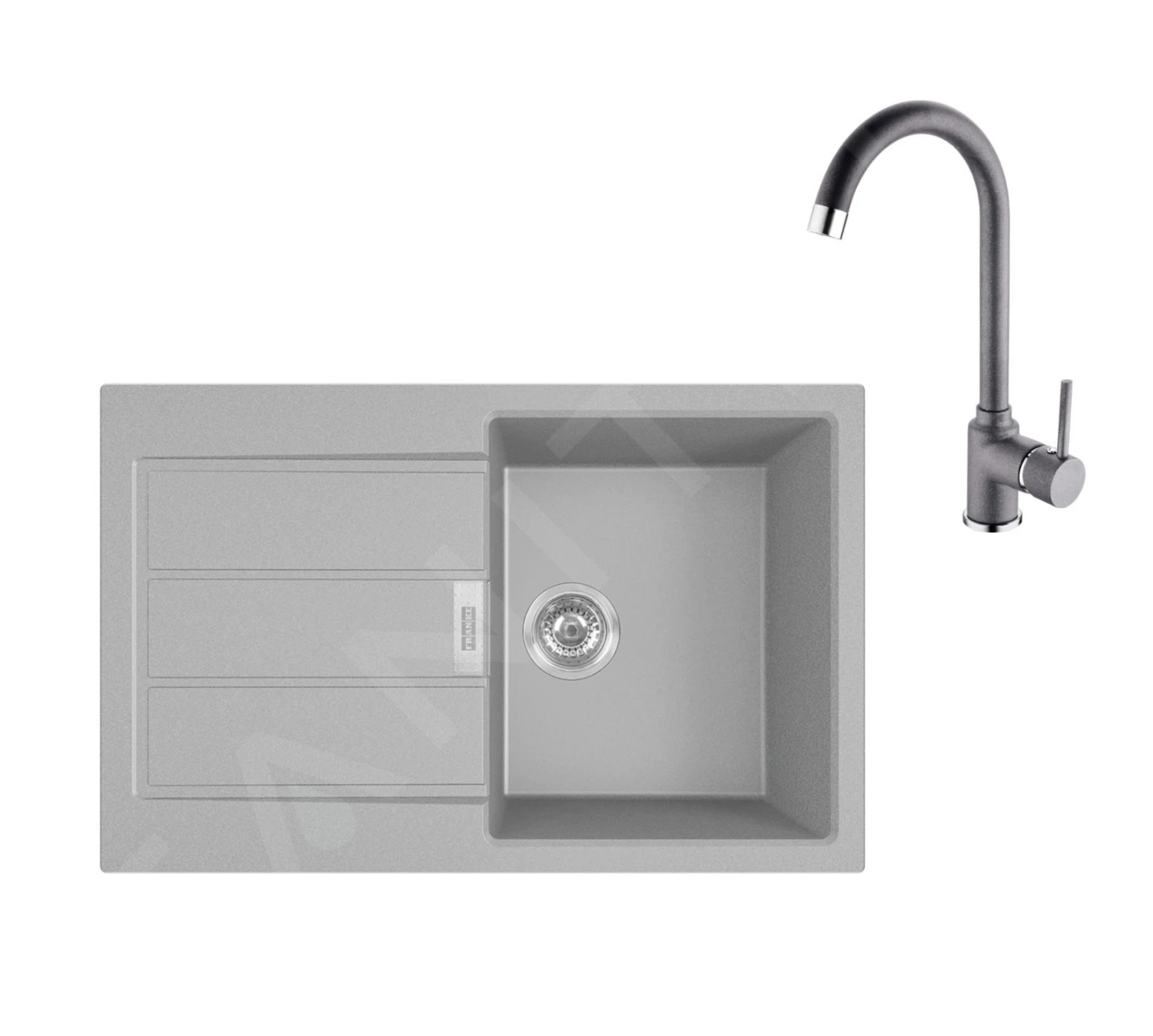 Franke Colonnes - Ensemble de cuisine T105, évier en tectonite S2D 611-78 et mitigeur FP 9000.084, gris 143.0675.731