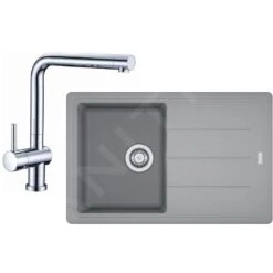 Franke Colonnes - Set De Cuisine G97, évier En Granit BFG 611-78, Pierre Gris + Robinet SAMOA, Chrome 114.0439.156