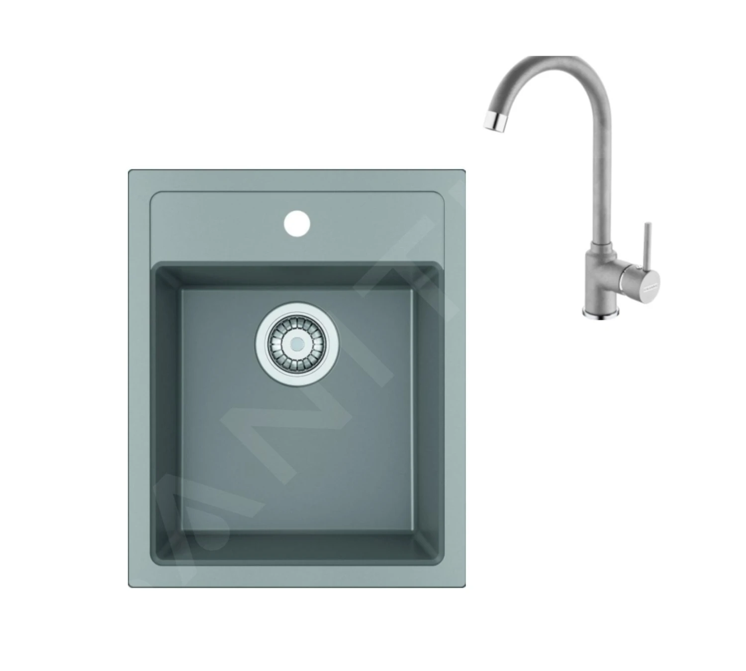 Franke Colonnes - Ensemble de cuisine T101, évier en tectonite SID 610-40 et mitigeur FP 9000.084, gris 143.0675.709