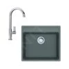Franke Colonnes - Ensemble G244, évier En Fragranit MRG 610-52 RTL Et Mitigeur FP 0408.031, Gris Pierre / Chrome 114.0675.599