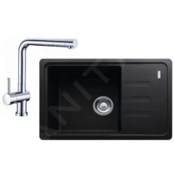 Franke Colonnes - Set De Cuisine G116, évier En Fragranit BSG 611-62, Onyx + Robinet SAMOA, Chrome 114.0440.605