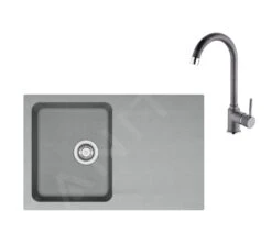 Franke Colonnes - Ensemble T97, évier En Tectonite OID 611-78 Et Mitigeur FP 9000.084, Gris 143.0675.620