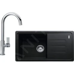 Franke Colonnes - Kit De Cuisine G119, évier En Fragranit BSG 611-78/39, Onyx + Robinet FP 0408.031, Chrome 114.0441.161