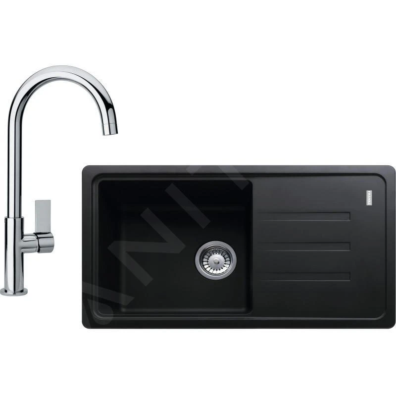 Franke Colonnes - Kit de cuisine G119, évier en fragranit BSG 611-78/39, onyx + robinet FP 0408.031, chrome 114.0441.161