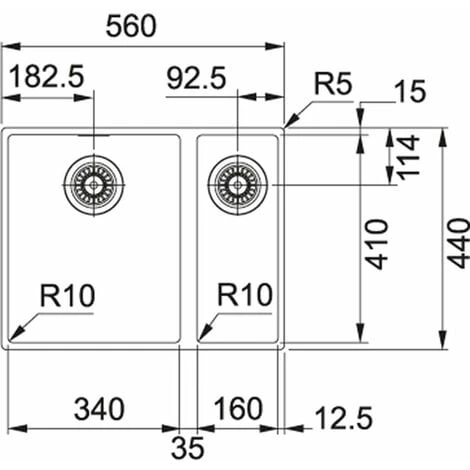 Franke Sirius - Évier en tectonite SID 160, 560x440 mm, noir 125.0363.804