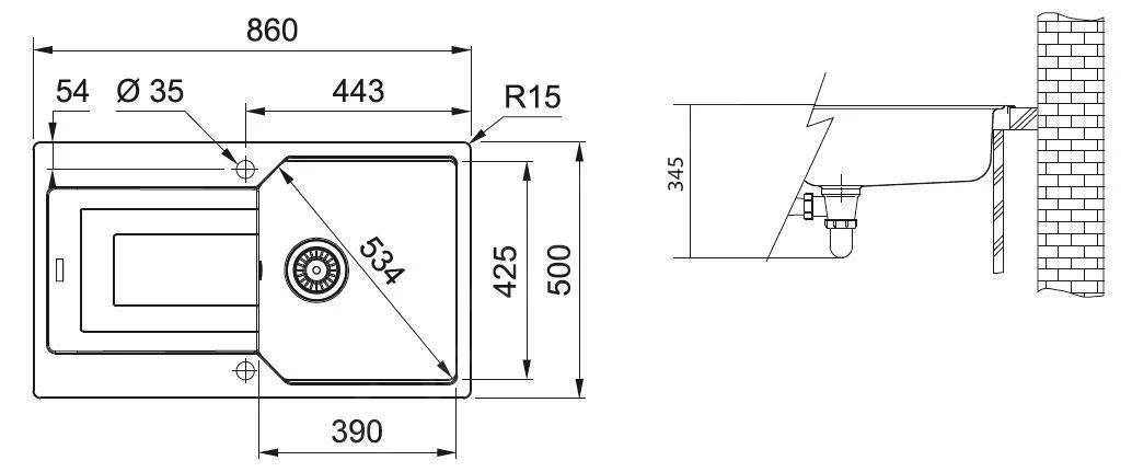 Franke Urban - Évier en fragranit UBG 611-86, 860x500 mm, cachemire 114.0582.824