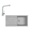 Franke Colonnes - Ensemble De Cuisine T76, évier En Tectonite S2d 611-100 Et Mitigeur Samoa, Gris / Chrome 143.0650.602