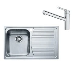 Franke Colonnes - Set N83, évier En Inox LLX 611/2 Et Mitigeur FC 3055.031, Inox / Chrome 101.0650.597