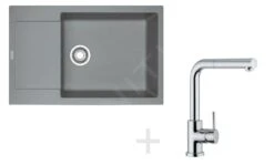 Franke Colonnes - Set De Cuisine G76, évier En Fragranit MRG 611-78 BB, Pierre Grise + Robinet FN 0147, Chrome 114.0365.684