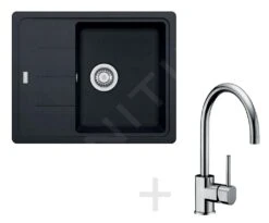 Franke Colonnes - Set De Cuisine G54, évier En Granit BFG 611-62, Onyx + Robinet FC 650, Chrome 114.0323.799