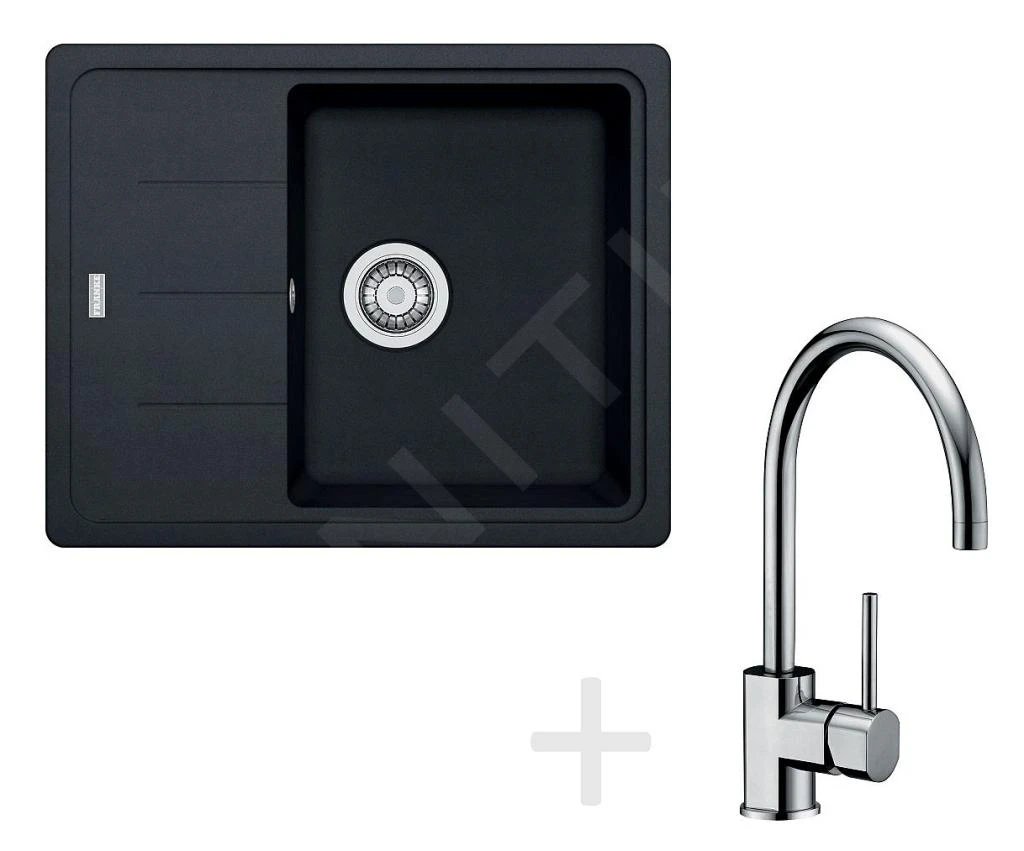 Franke Colonnes - Set de cuisine G54, évier en granit BFG 611-62, onyx + robinet FC 650, chrome 114.0323.799