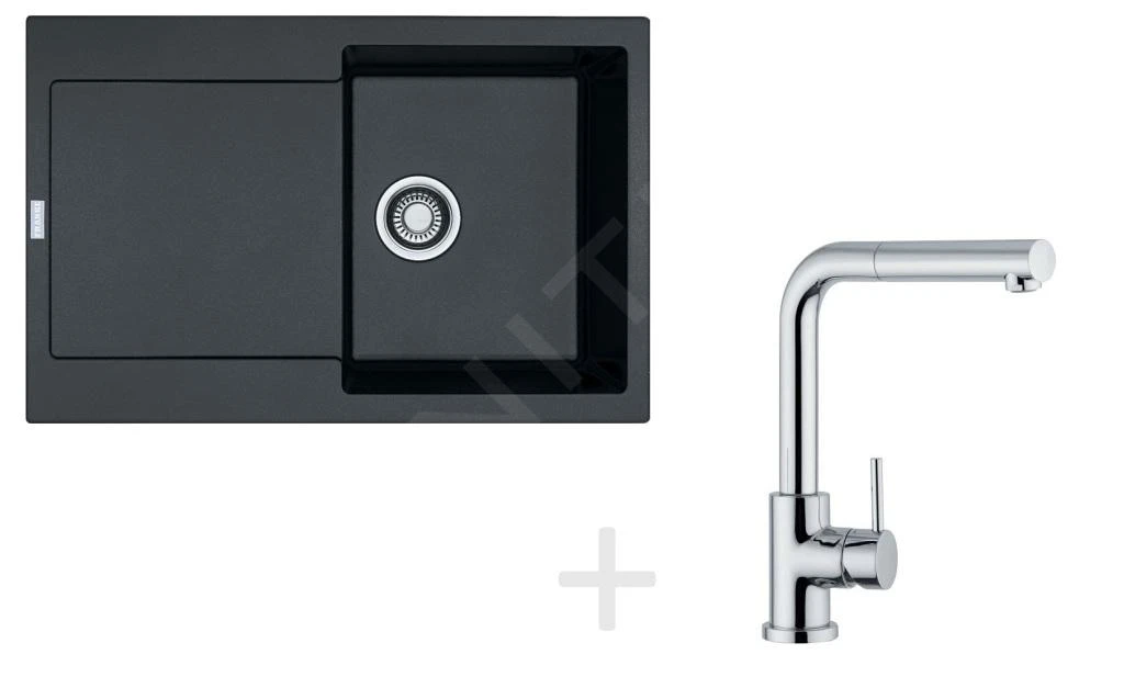 Franke Colonnes - Set de cuisine G40, évier en granit MRG 611, onyx + robinet FN 0147.031, chrome 114.0283.433