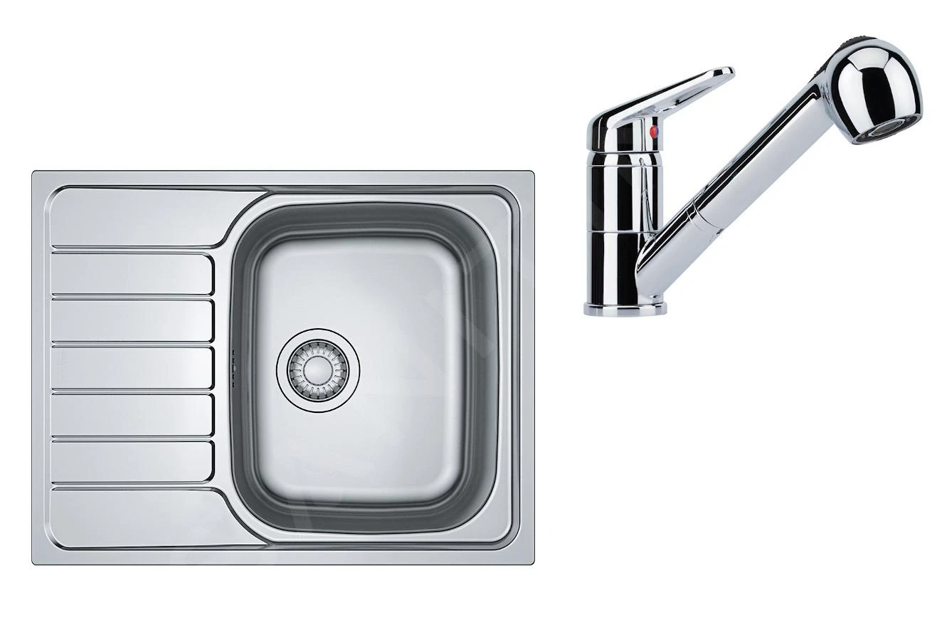 Franke Colonnes - Ensemble N77, évier inox SKN 611-63 et robinetterie FC 9547.031, inox/chrome 101.0618.838