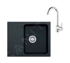 Franke Colonnes - Ensemble T94, évier En Tectonite OID 611-62 Et Mitigeur FP 9000.031, Noir / Chrome 143.0675.615