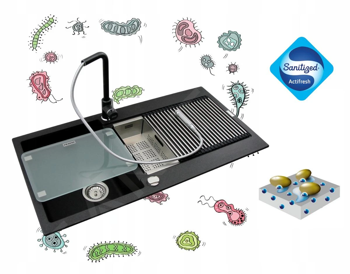 Franke Colonnes - Set G226, évier en fragranit CNG 611-78 TL / 7 et mitigeur FP 0408.031, onyx / chrome 114.0650.821