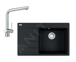 Franke Colonnes - Set G224, évier En Fragranit CNG 611-78 TL / 7 Et Mitigeur Samoa, Onyx / Chrome 114.0650.801