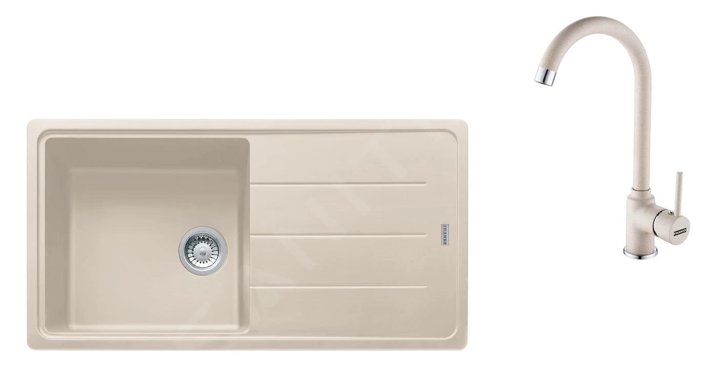 Franke Colonnes - Ensemble G174, évier en Fragranit BFG 611 et robinetterie FP9000.082, sahara/sahara 114.0619.596
