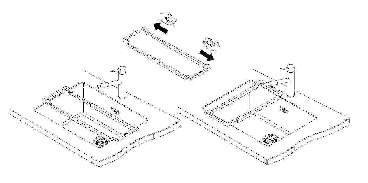 Franke Accessoires - ALL-IN Rail télescopique, plastique noir / inox 133.0655.059
