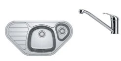 Franke Colonnes - Ensemble N80, évier D’angle Inox SKX 651 E Et Robinetterie FB 250.031, Inox/chrome 101.0618.835