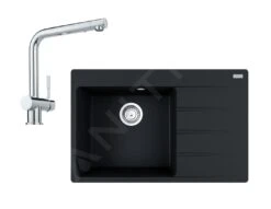 Franke Colonnes - Set G216, évier En Fragranit CNG 611-78 TL / 2 Et Mitigeur Samoa, Onyx / Chrome 114.0650.796