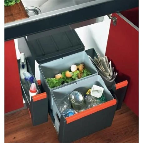 Poubelle sous évier Cube 40, 2 bacs 14 + 14 Litres 015627