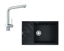 Franke Colonnes - Set G75, évier En Fragranit MRG 611-78 BB Et Mitigeur Samoa, Noir Mat / Chrome 114.0650.574
