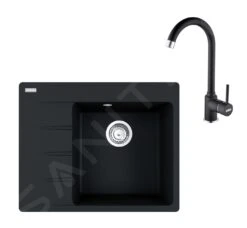 Franke Colonnes - Set G231, évier En Fragranit CNG 611-62 TL / 7 Et Mitigeur FP 9000.071, Onyx 114.0650.792