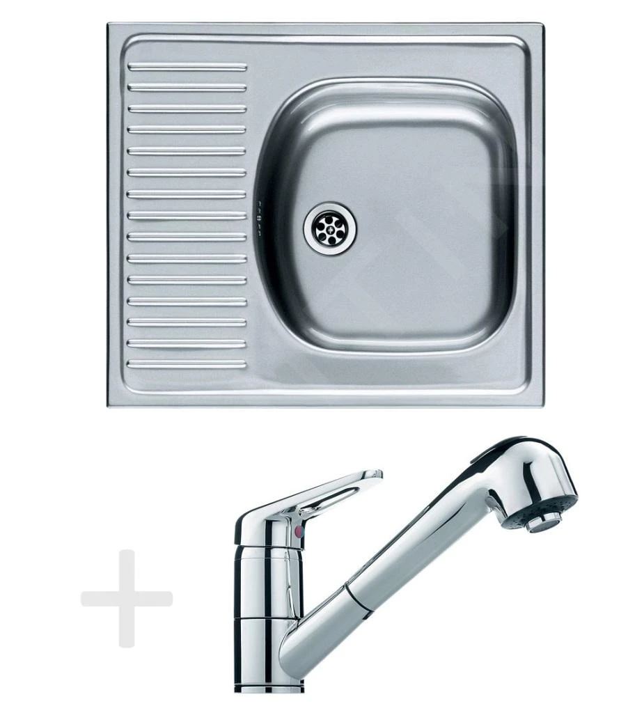 Franke Colonnes - Set de cuisine N6, évier en inox ETN 611-58 + robinet FC 9547.031, chrome 101.0200.309