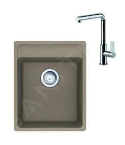 Franke Colonnes - Ensemble G243, évier En Fragranit MRG 610-37 RTL Et Mitigeur FN 7394.031, Cachemire / Chrome 114.0675.655