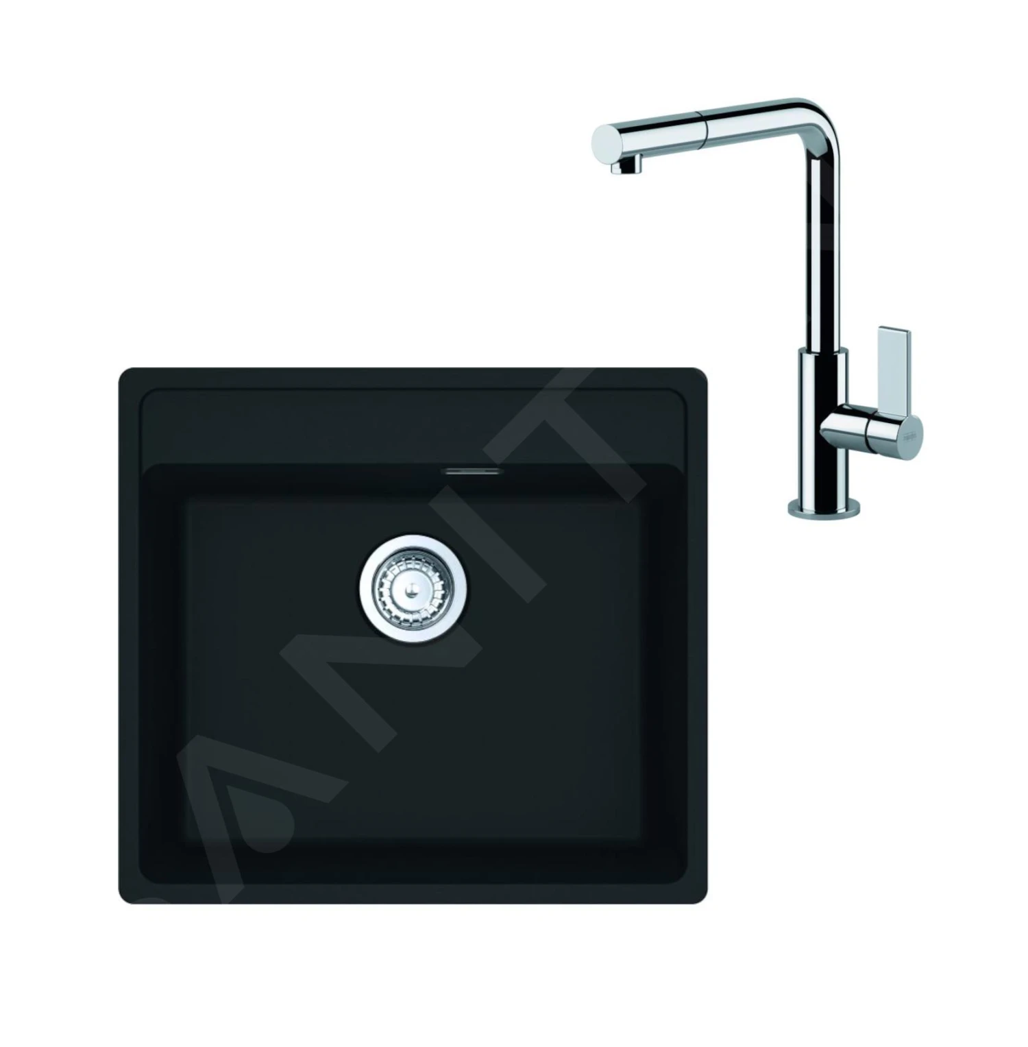 Franke Colonnes - Ensemble G247, évier en fragranit MRG 610-52 RTL et mitigeur FN 7394.031, noir mat / chrome 114.0675.633