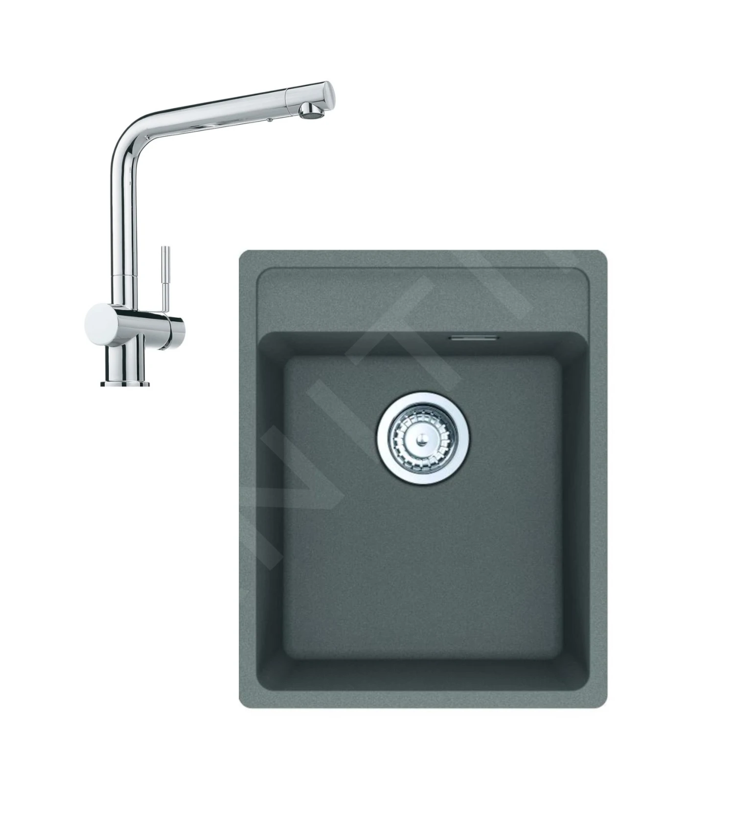 Franke Colonnes - Ensemble G242, évier en fragranit MRG 610-37 RTL et mitigeur Samoa, gris pierre / chrome 114.0675.643